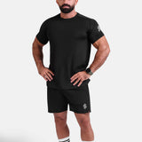 Black 5 inch sports shorts by KAF