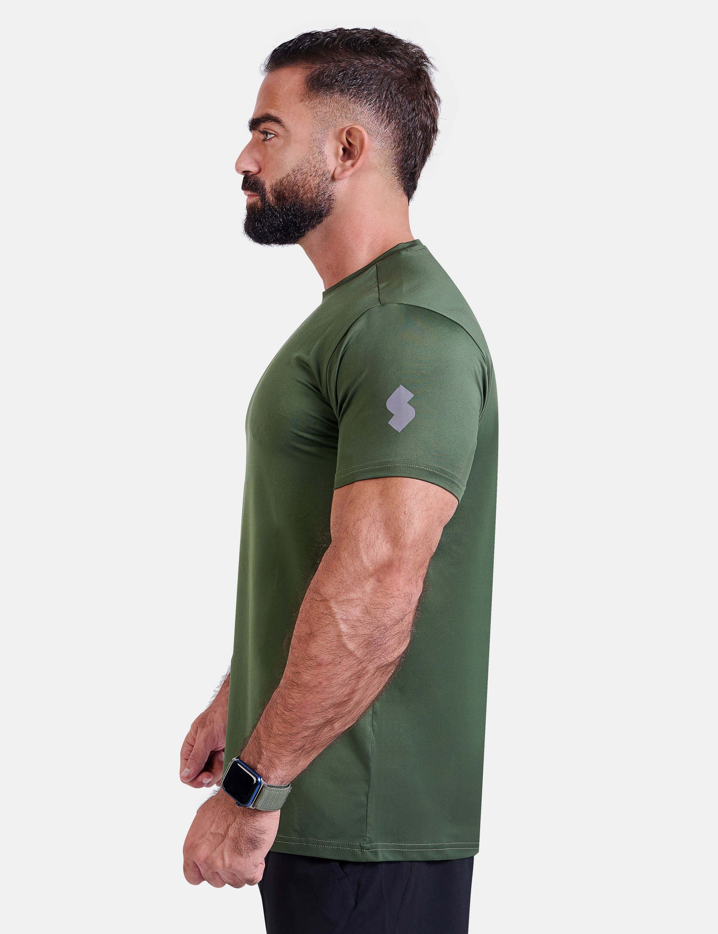 Man wearing green sports - gym - padel t-shirt by KAF Egypt