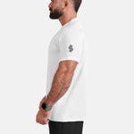 Man wearing white sports - gym - padel t-shirt by KAF Egypt