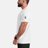 Man wearing white sports - gym - padel t-shirt by KAF Egypt
