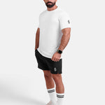 Man wearing white sports - gym - padel t-shirt by KAF Egypt