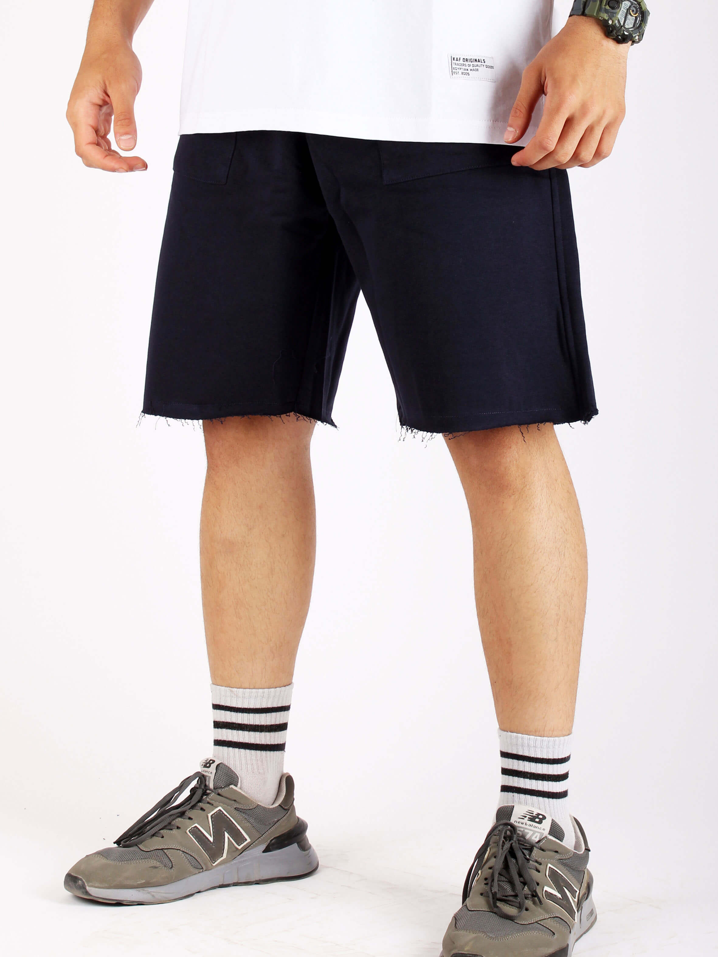 Raw Edge Fleece Shorts- Mens Grey/Black