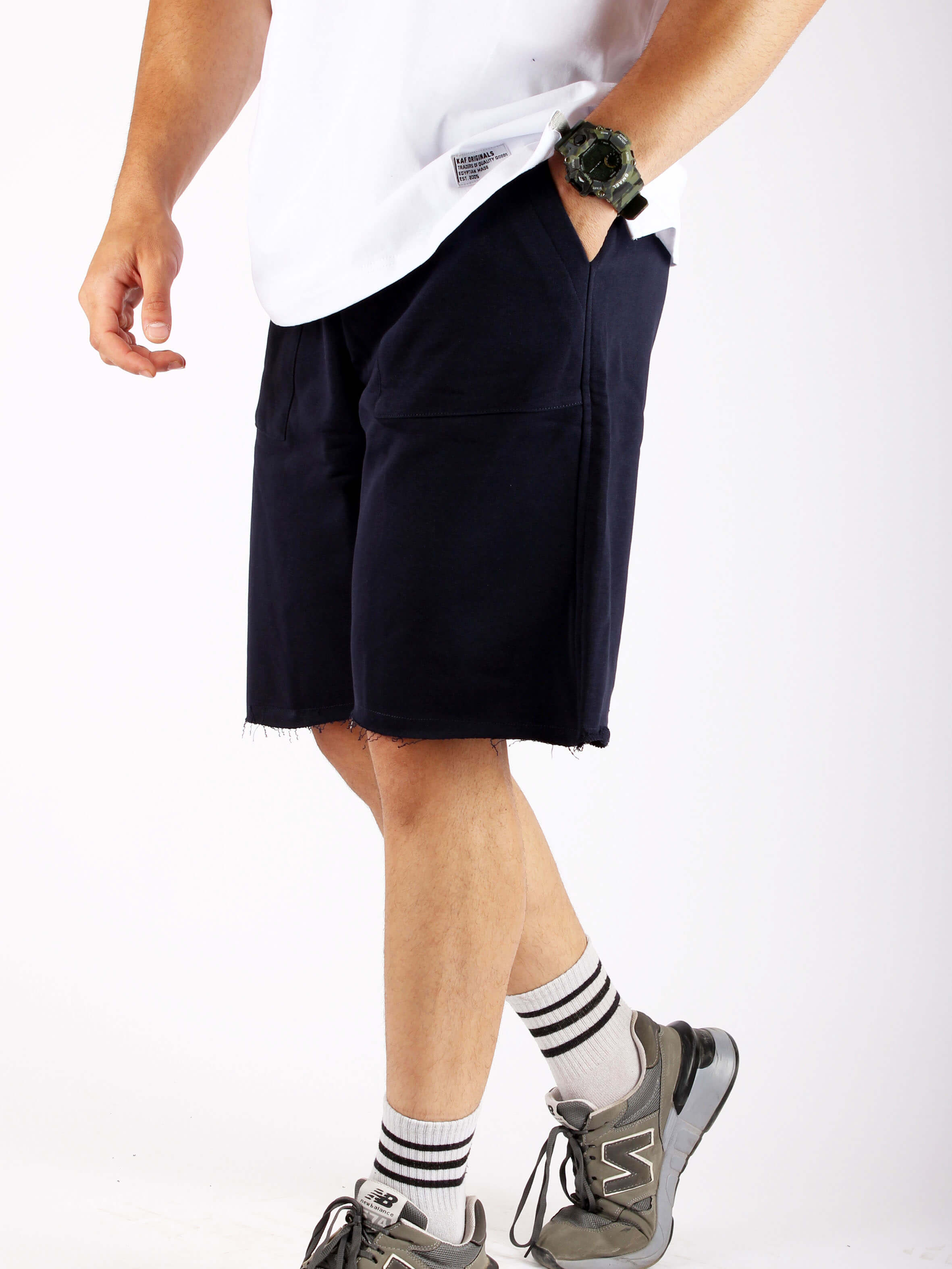 Mens raw edged online sweat shorts