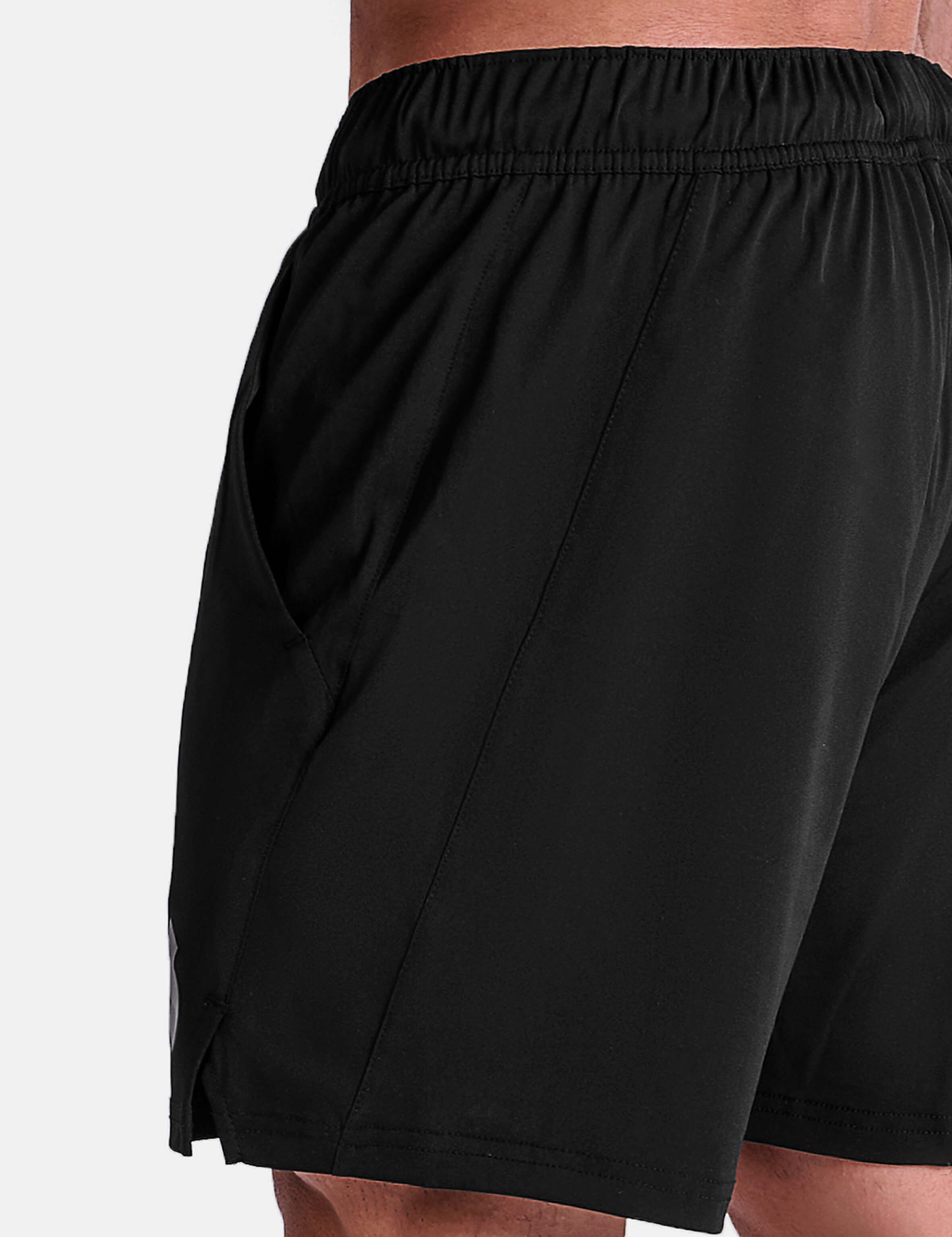 Black 5 inch sports shorts by KAF