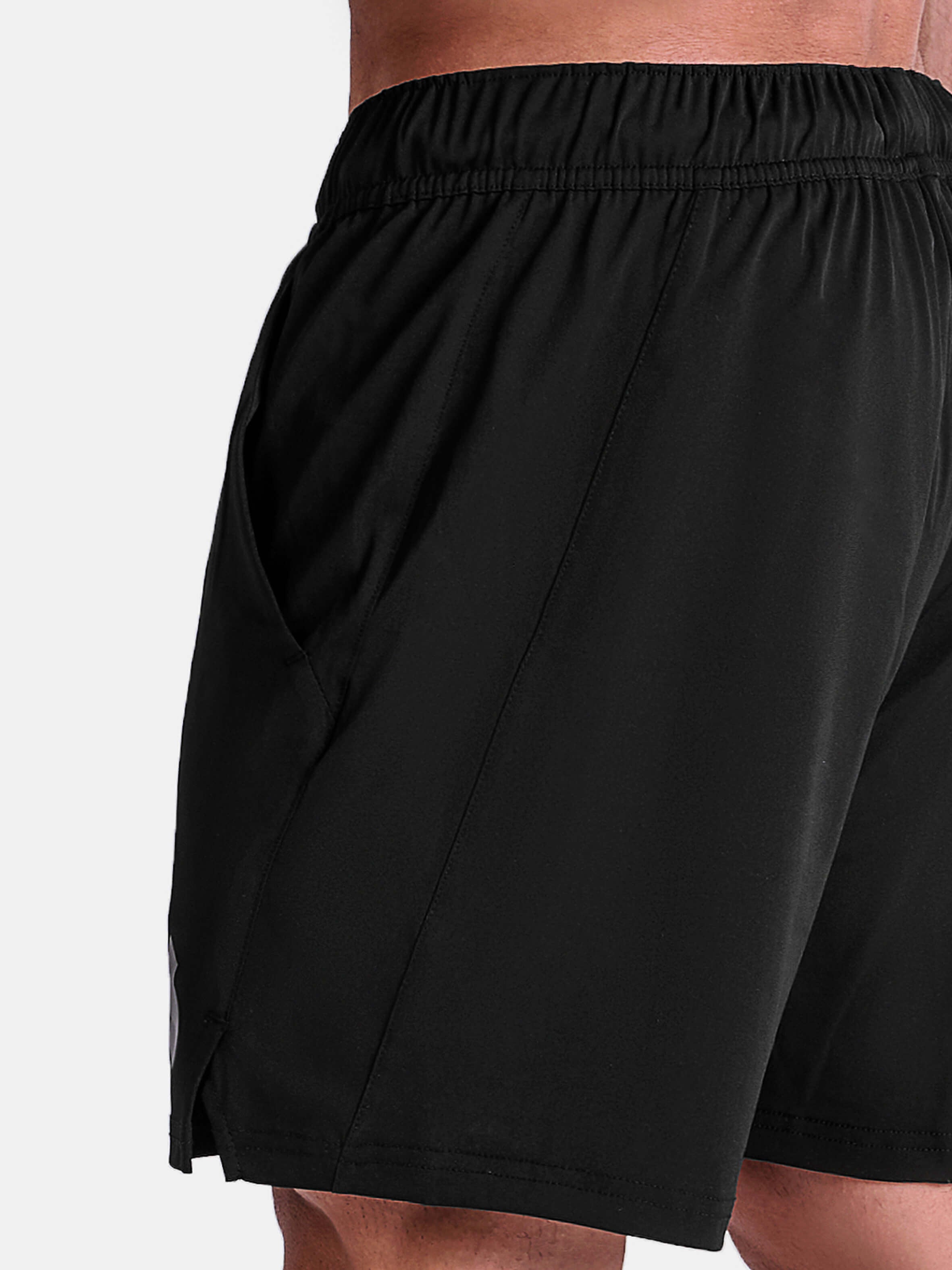 Black 5 inch sports shorts by KAF