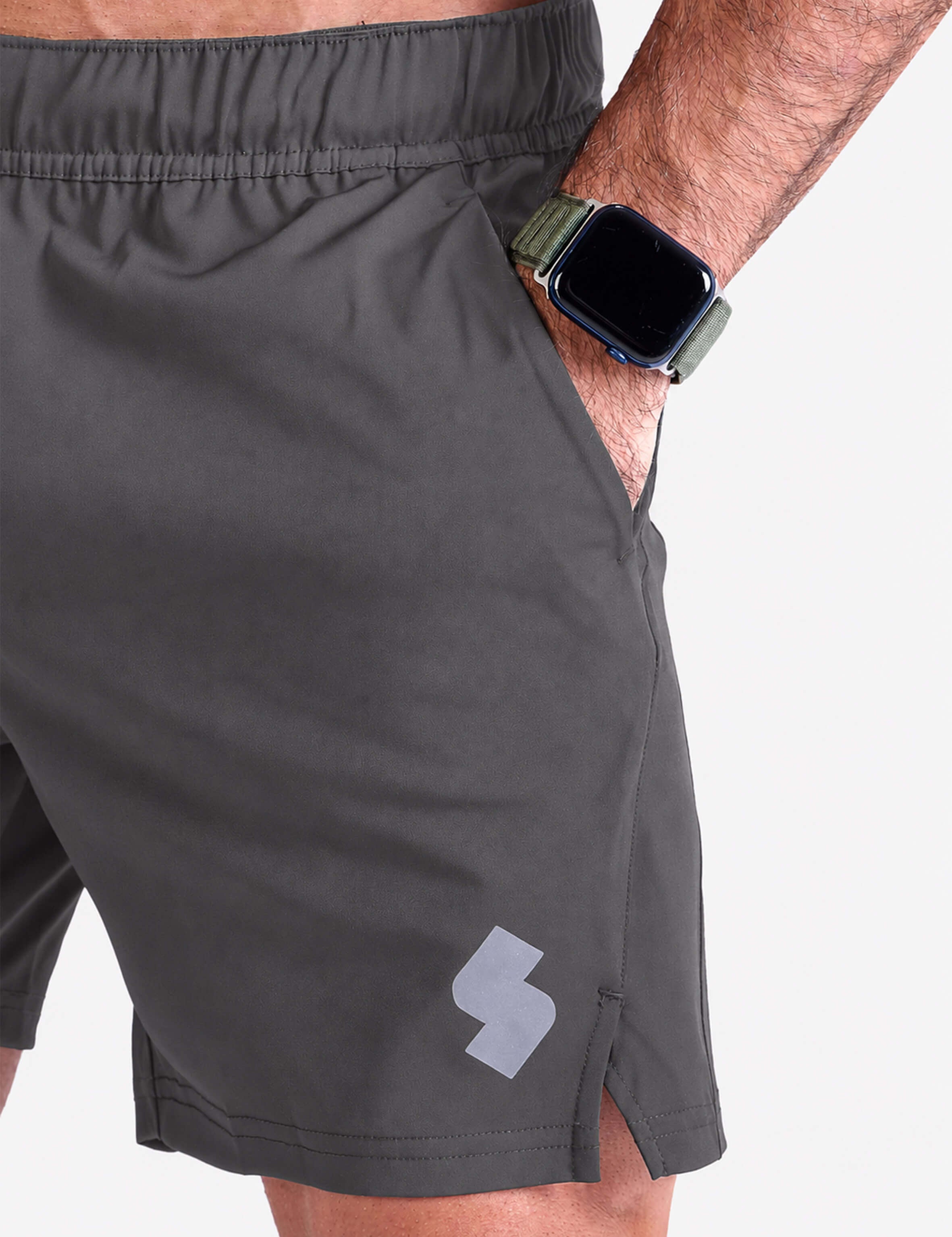 Black 5 inch sports running gym shorts by KAF