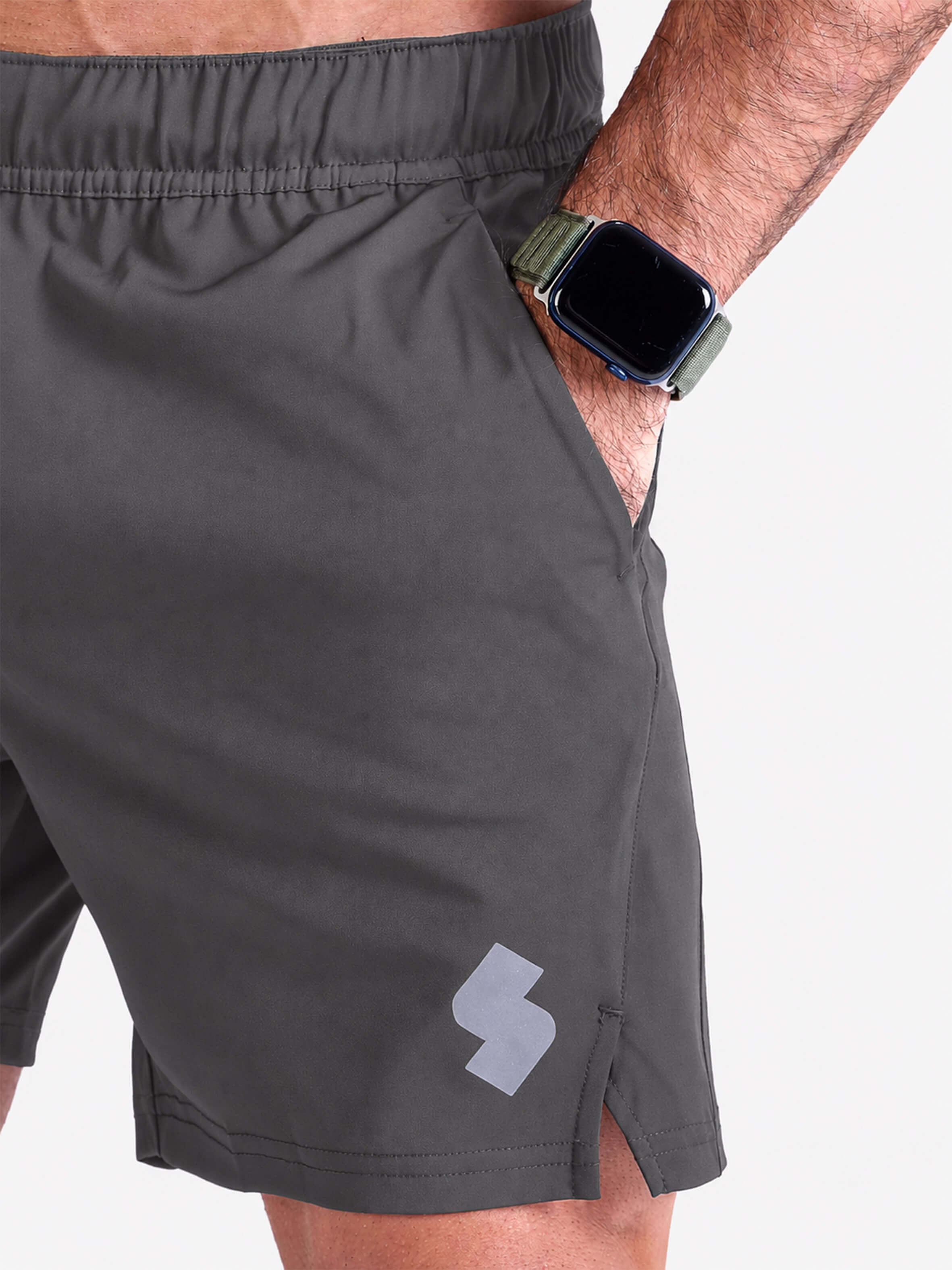 Black 5 inch sports running gym shorts by KAF
