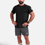 Black 5 inch sports running gym shorts by KAF
