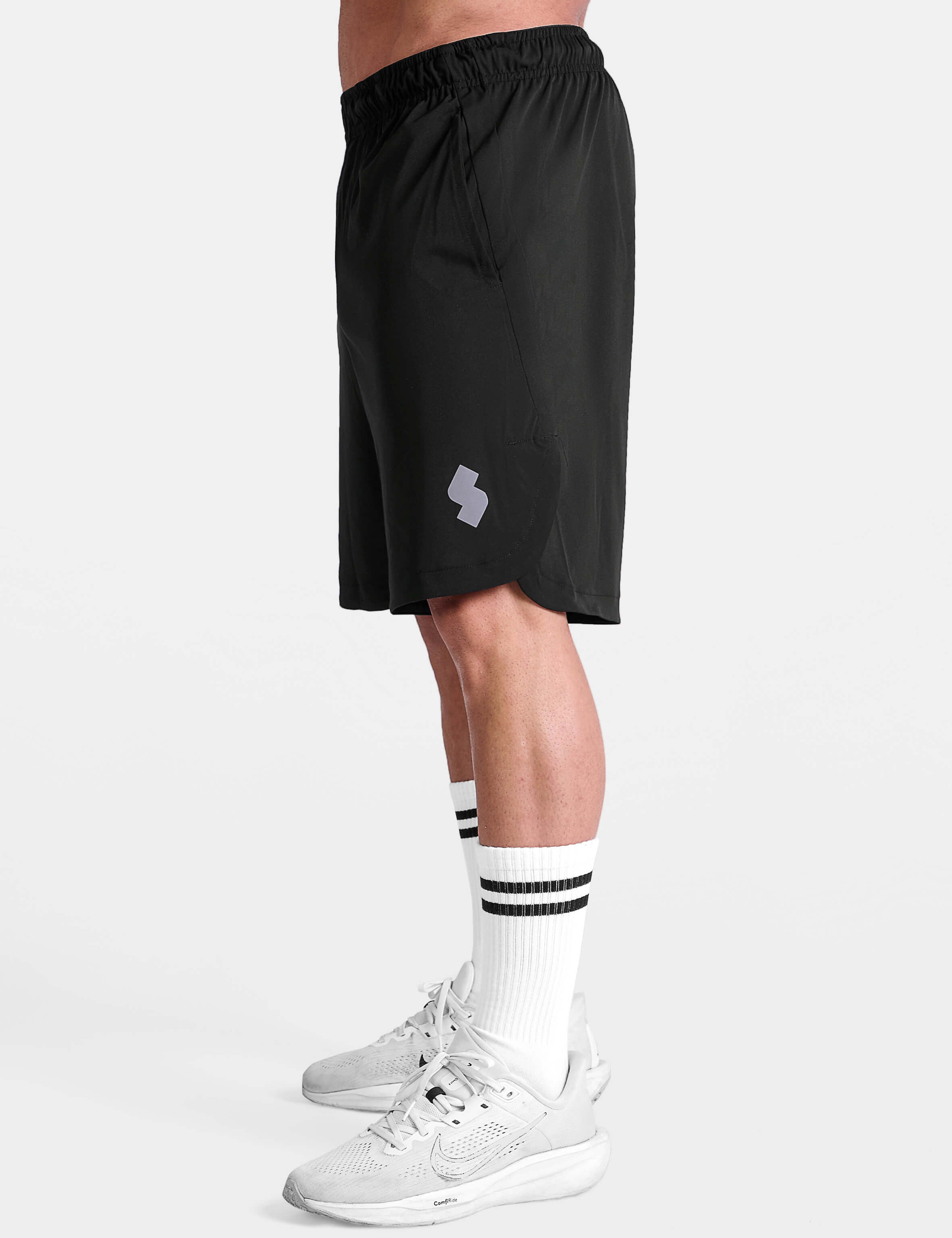 Black 7 inch sports shorts by KAF