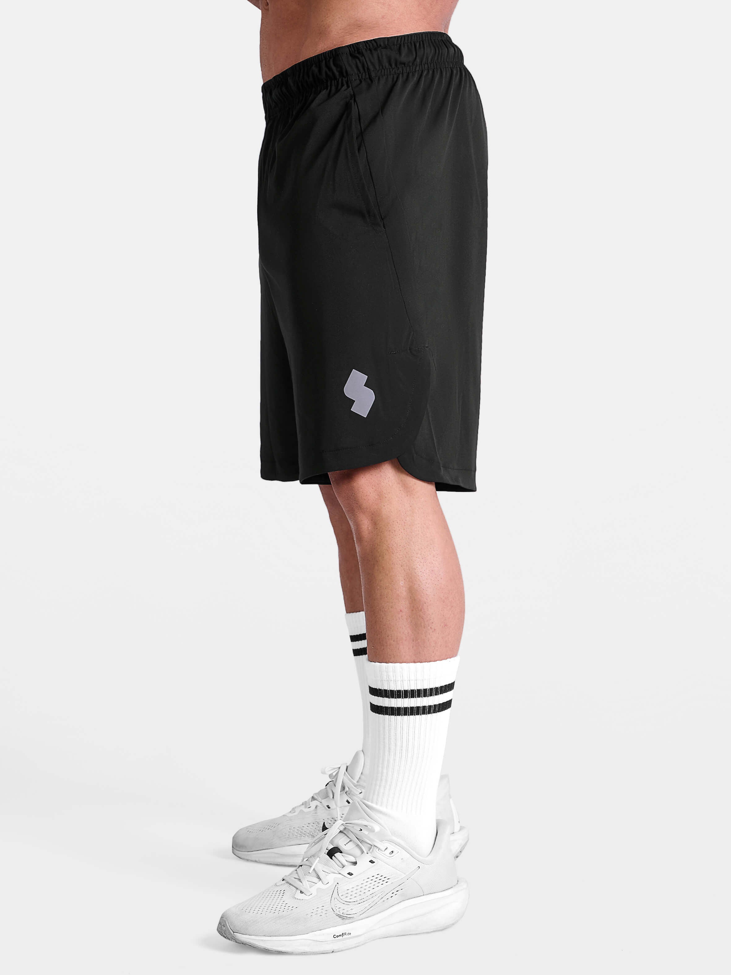 Black 7 inch sports shorts by KAF
