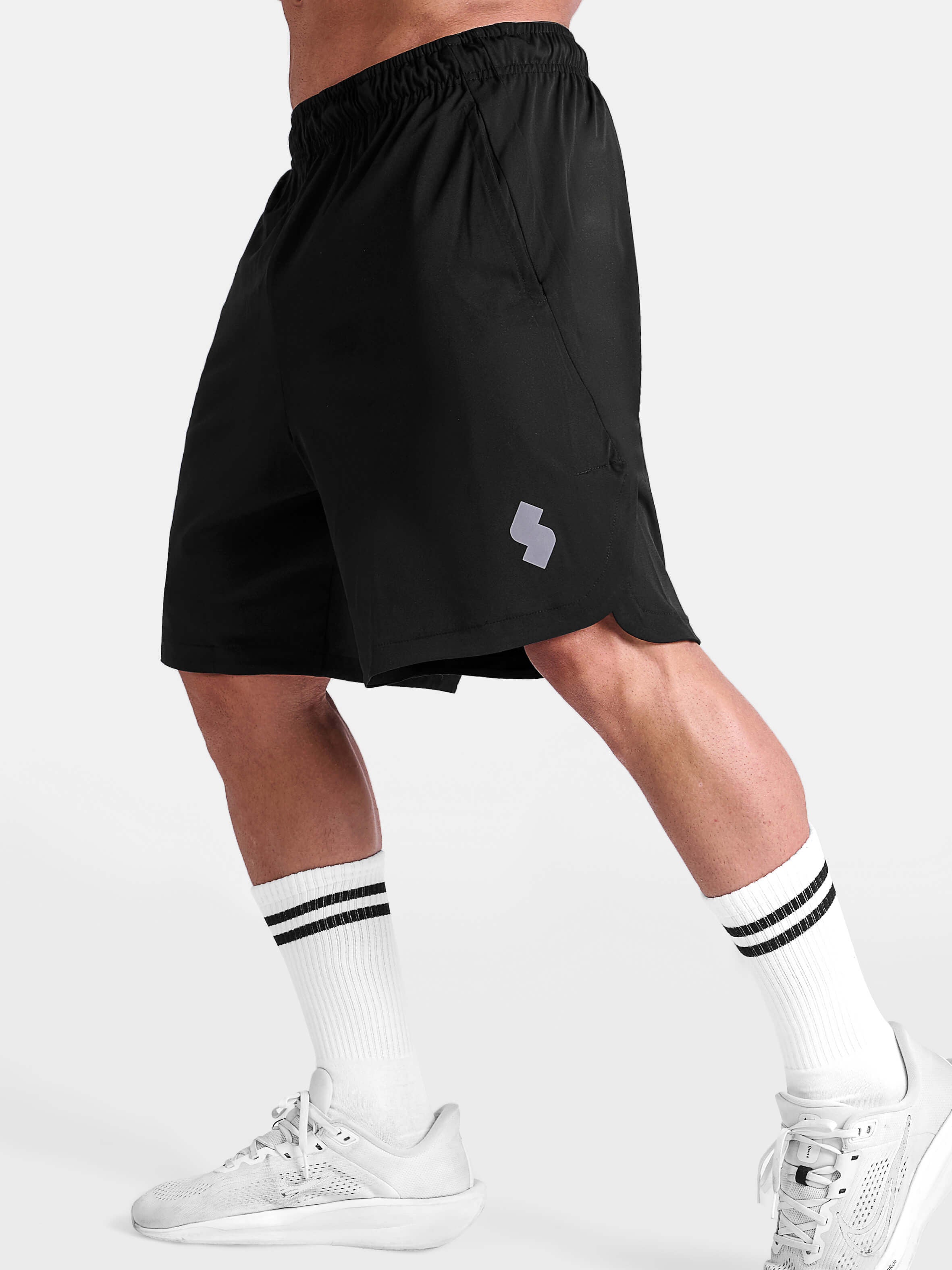 Black 7 inch sports shorts by KAF