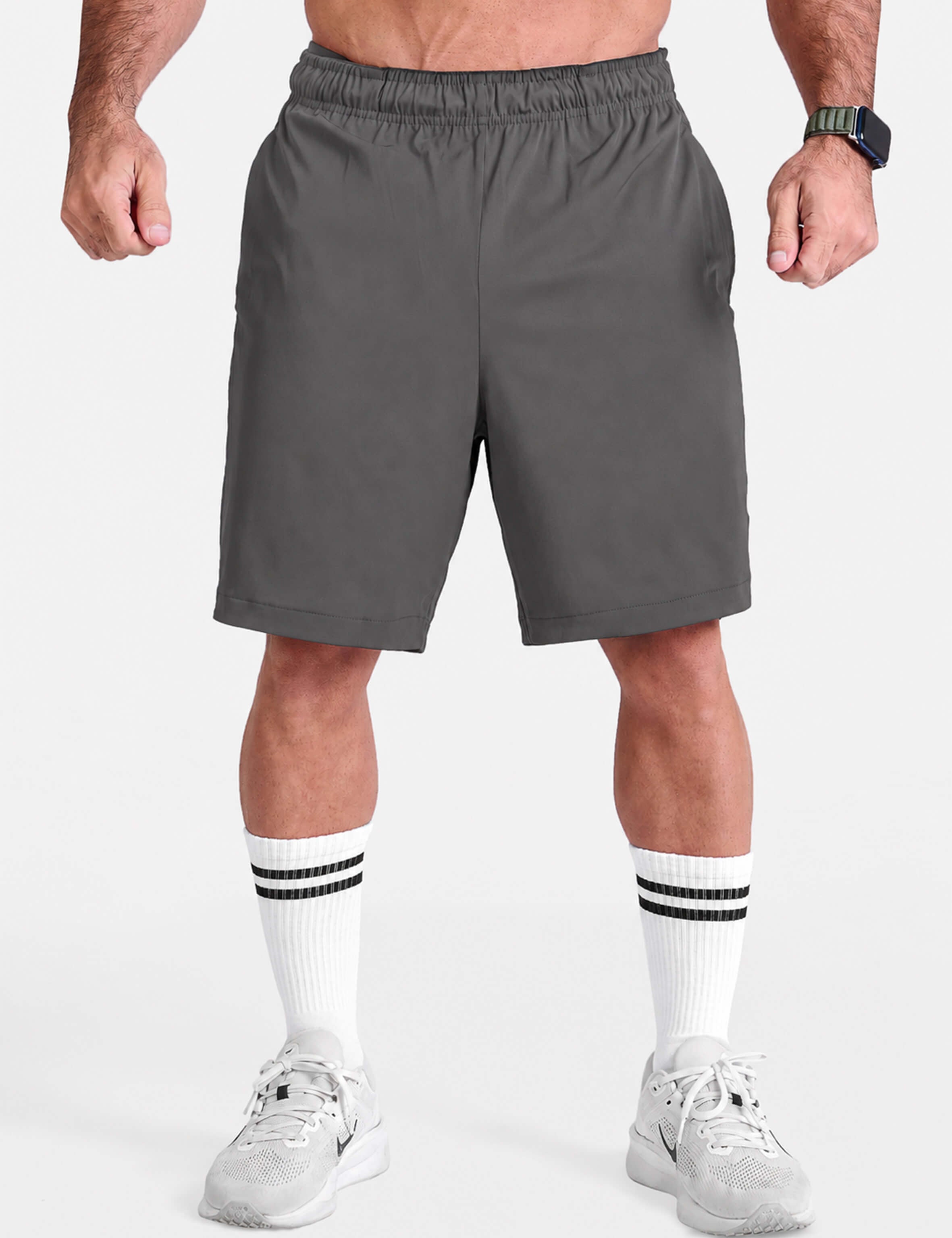 Gray 7 inch sports Gym shorts by KAF