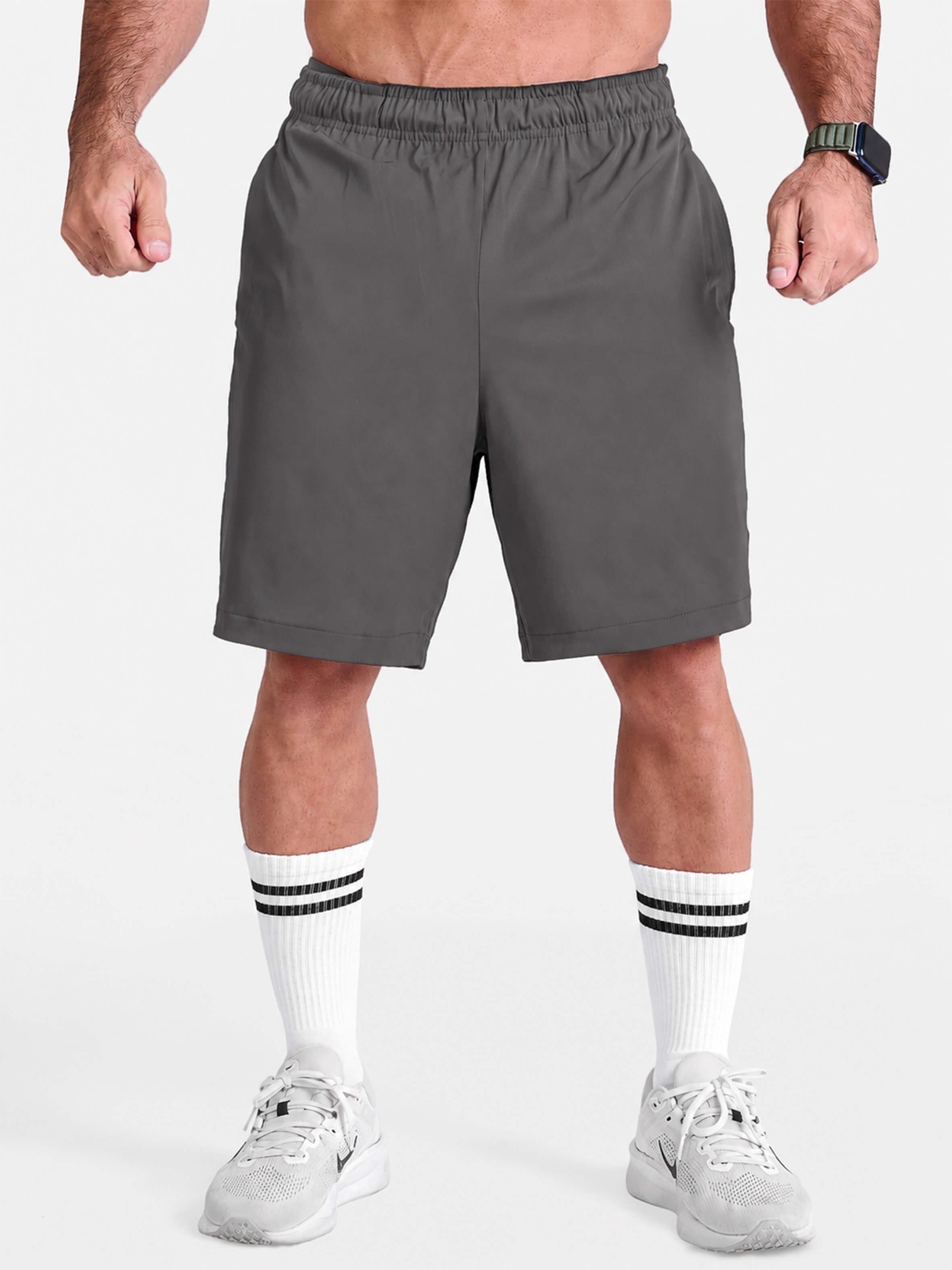 Gray 7 inch sports Gym shorts by KAF