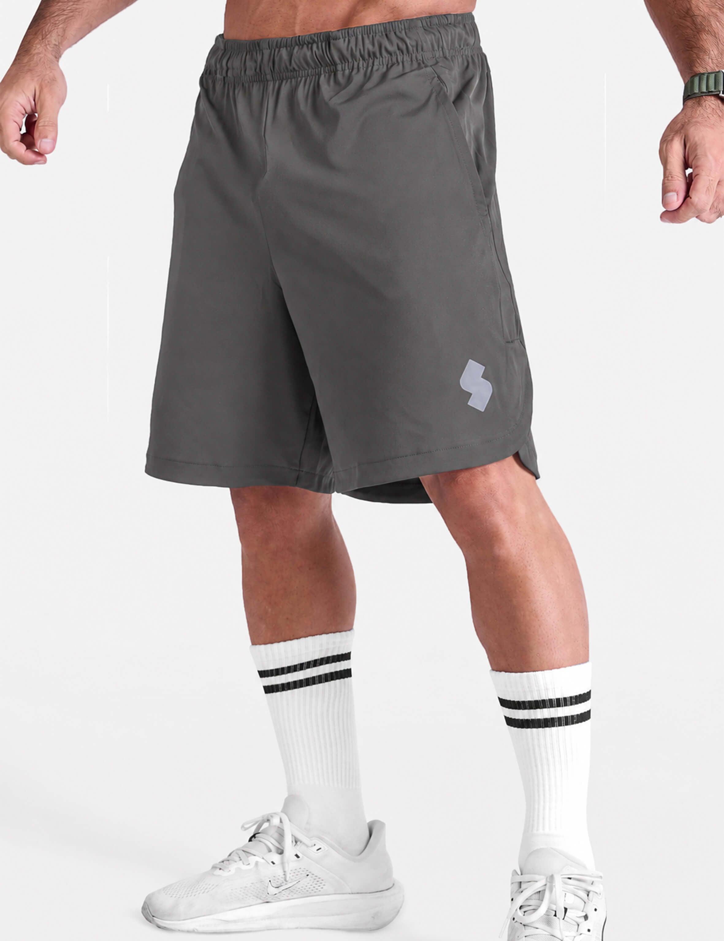 Gray 7 inch sports Gym shorts by KAF