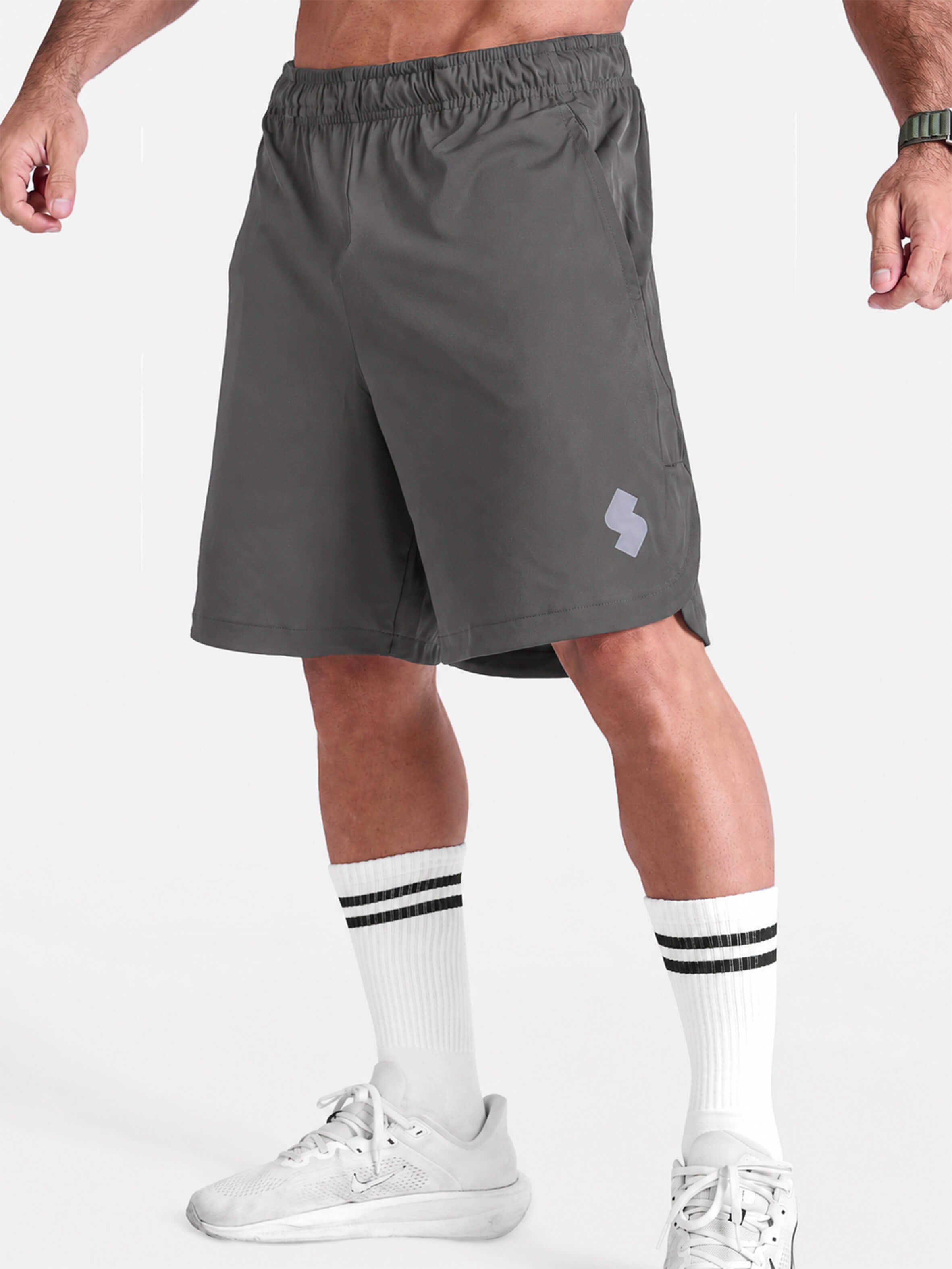Gray 7 inch sports Gym shorts by KAF
