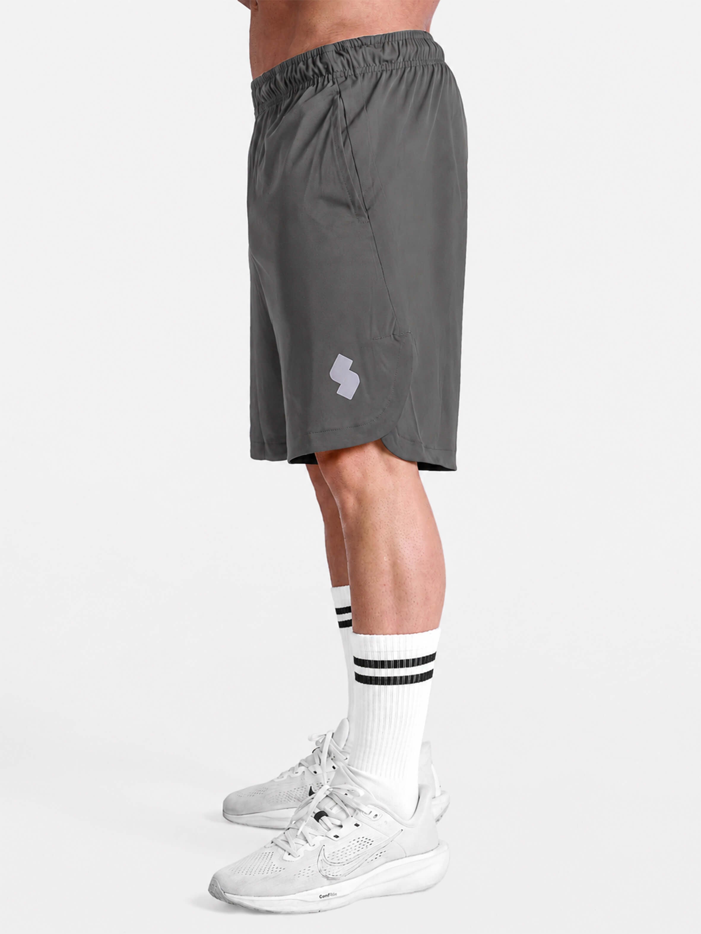 Gray 7 inch sports Gym shorts by KAF