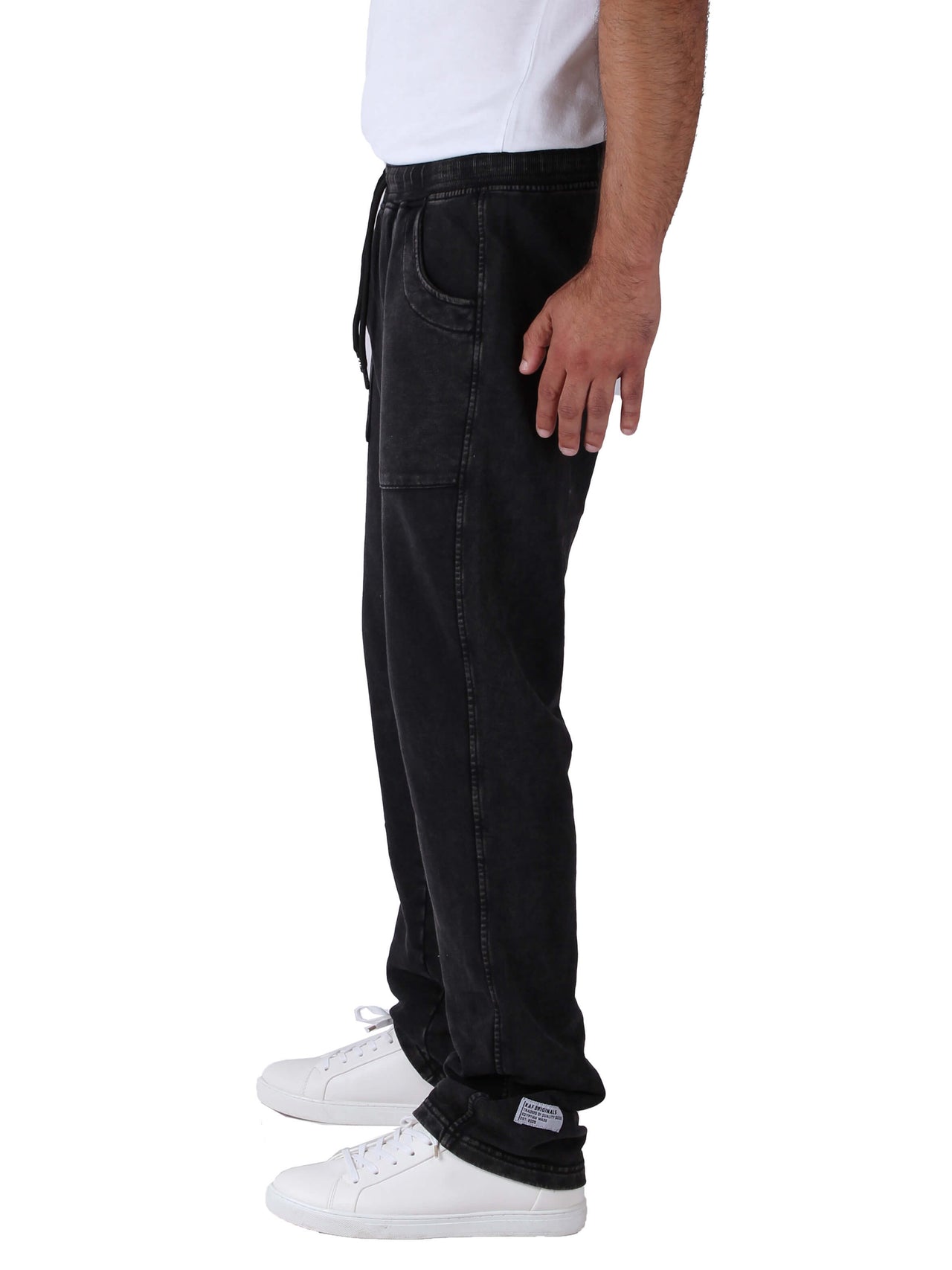 Unisex Washed Straight-Fit Sweatpants - Black