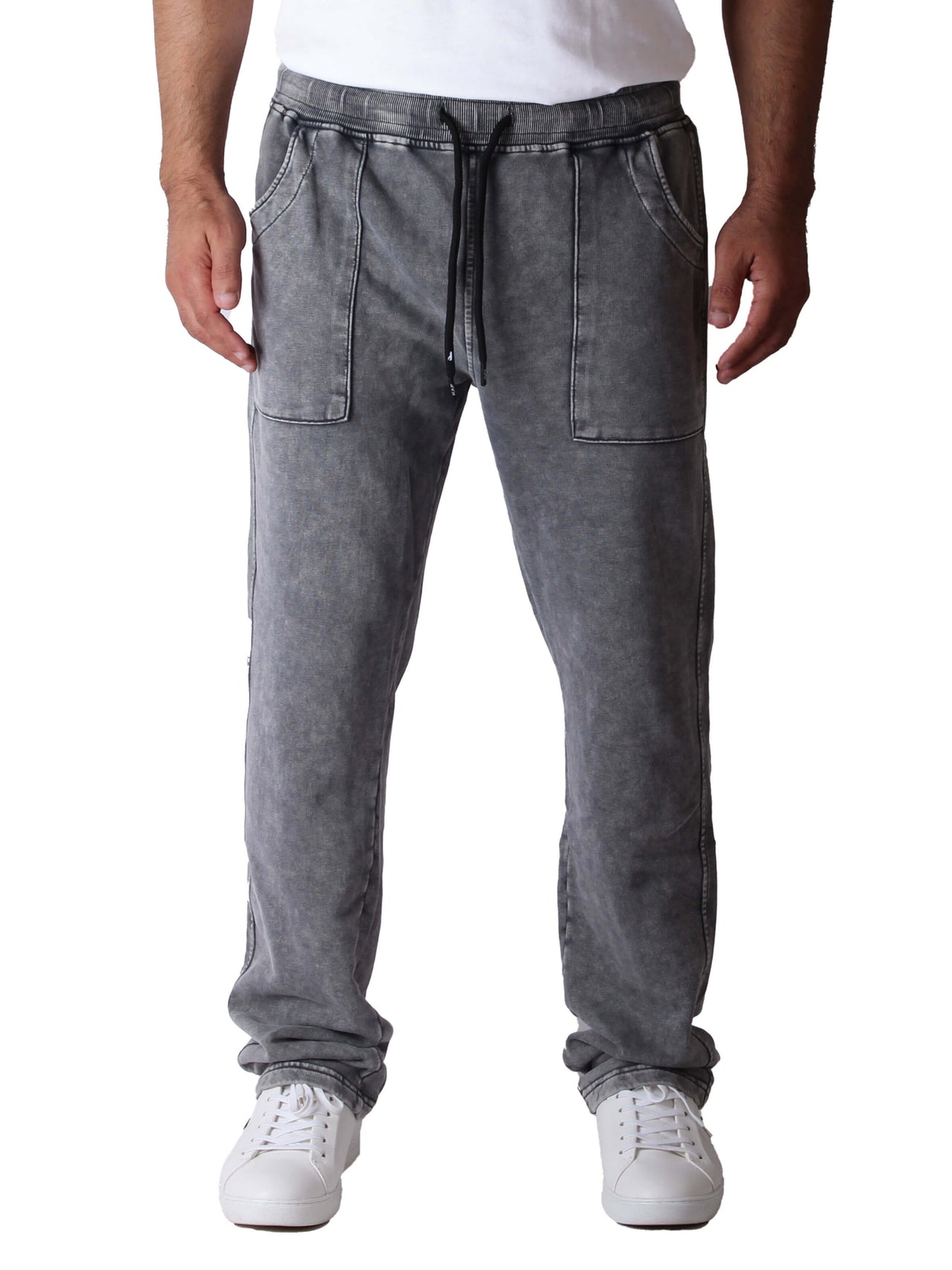 Unisex Washed Straight-Fit Sweatpants - Gray