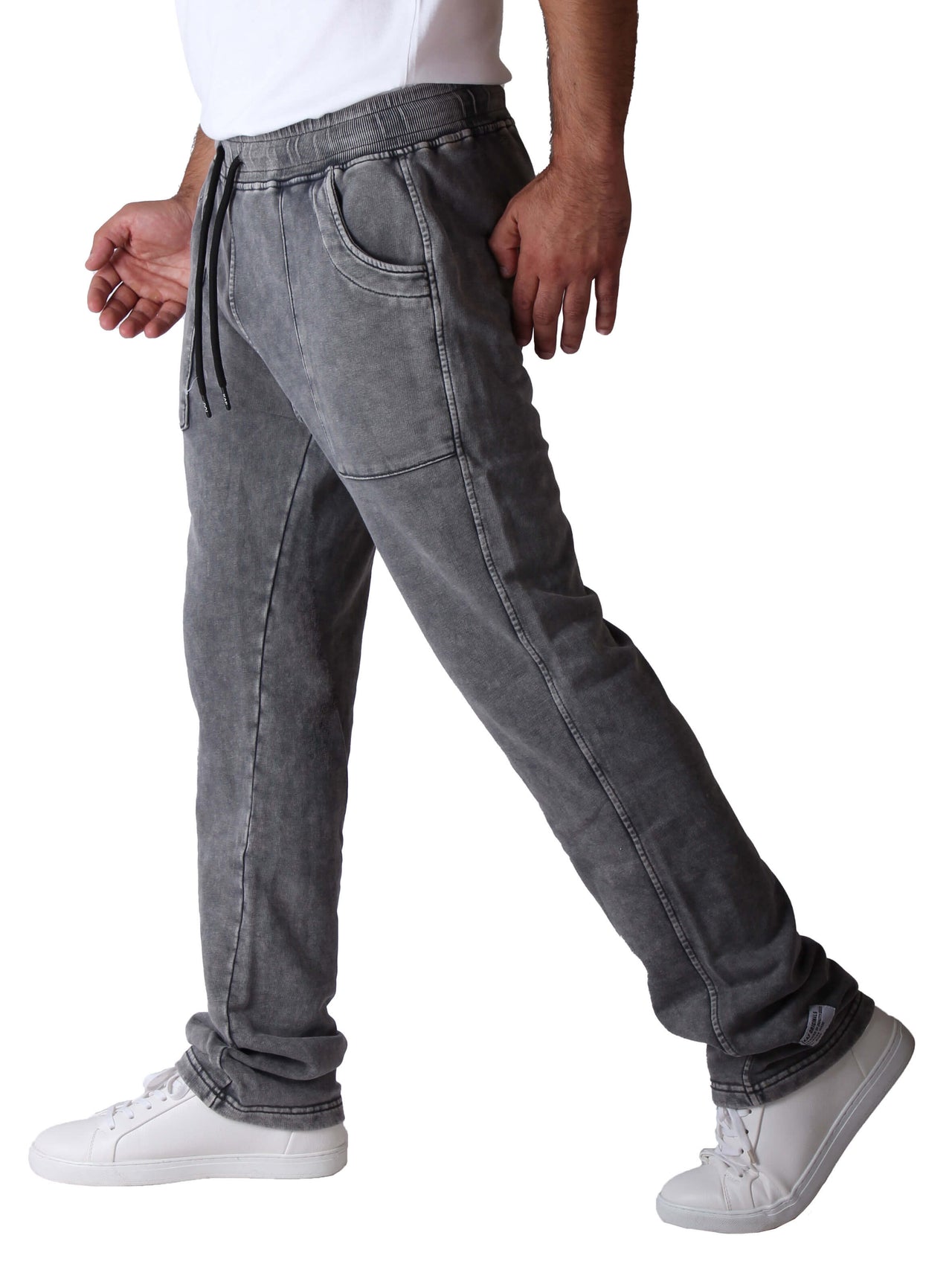 Unisex Washed Straight-Fit Sweatpants - Gray