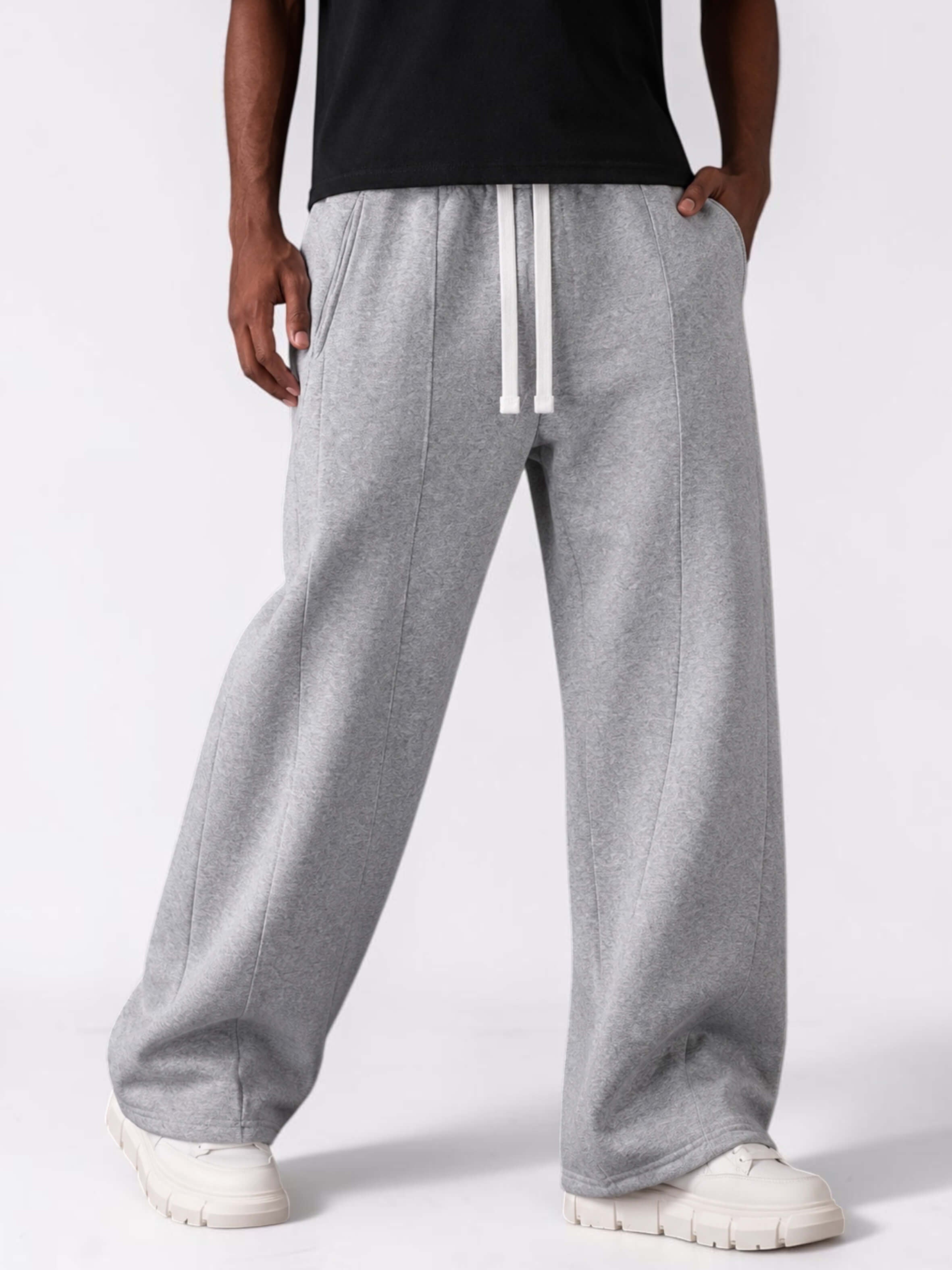 Men & Unisex Heather Gray Wide-Leg Cotton Pants by KAF