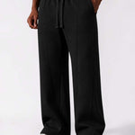 Men & Unisex Black Wide-Leg Cotton Pants by KAF