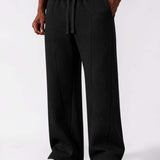 Men & Unisex Black Wide-Leg Cotton Pants by KAF