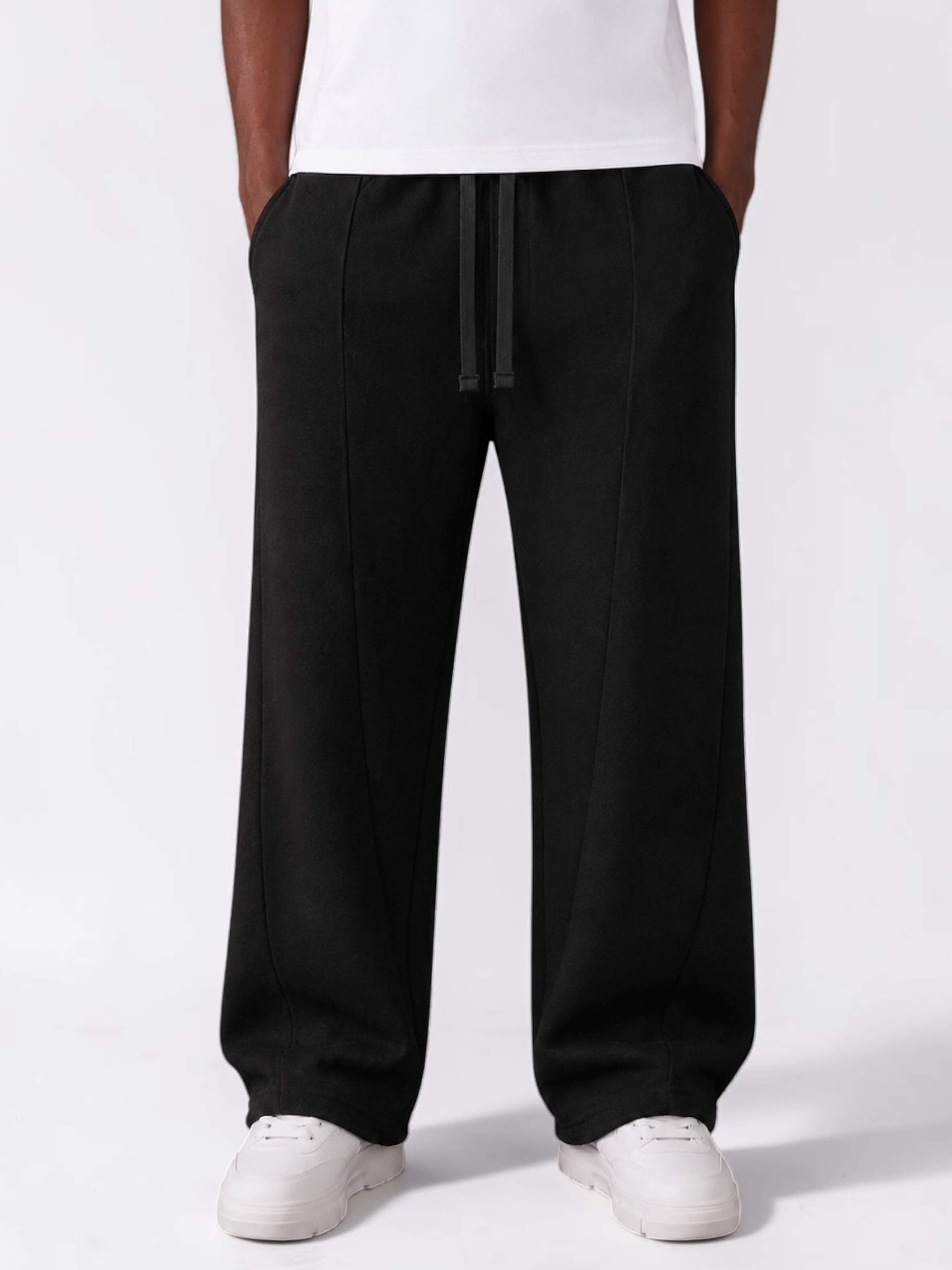 Men & Unisex Black Wide-Leg Cotton Pants by KAF