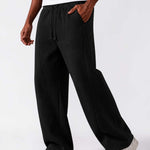 Men & Unisex Black Wide-Leg Cotton Pants by KAF