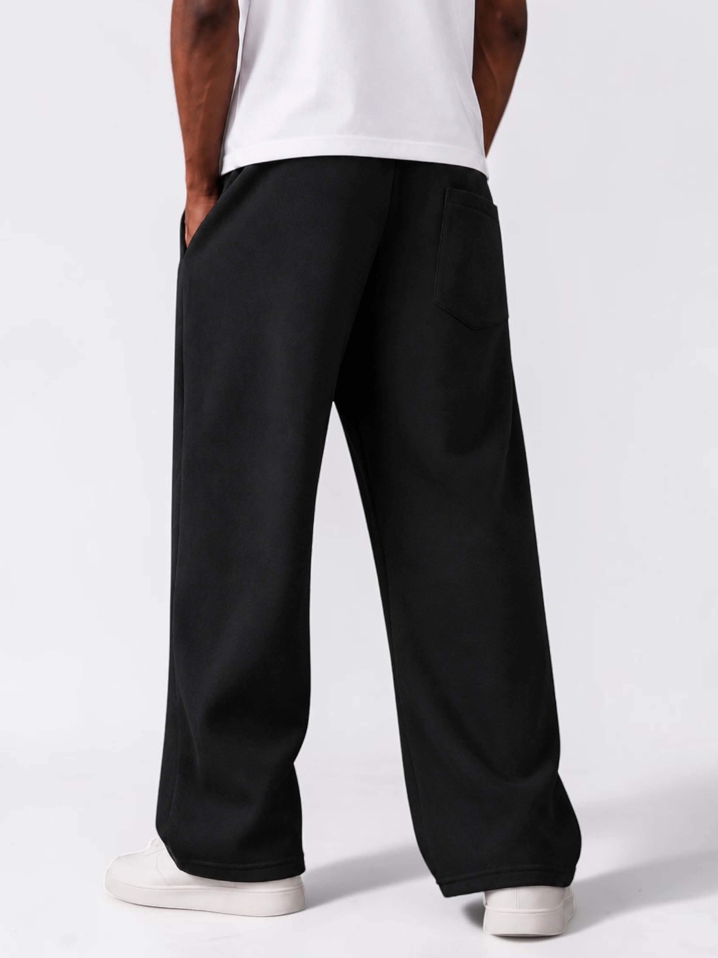 Men & Unisex Black Wide-Leg Cotton Pants by KAF
