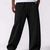 Men & Unisex Black Wide-Leg Cotton Pants by KAF
