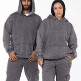 Unisex Acid Washed Oversized Hoodie - Gray