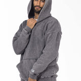 Unisex Acid Washed Oversized Hoodie - Gray