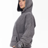 Unisex Acid Washed Oversized Hoodie - Gray