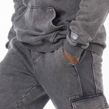 Unisex Acid Washed Oversized Hoodie - Gray