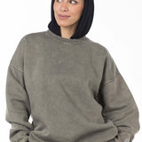 Unisex Acid Washed Crew-Neck Sweatshirt - Olive