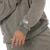 Unisex Acid Washed Crew-Neck Sweatshirt - Olive