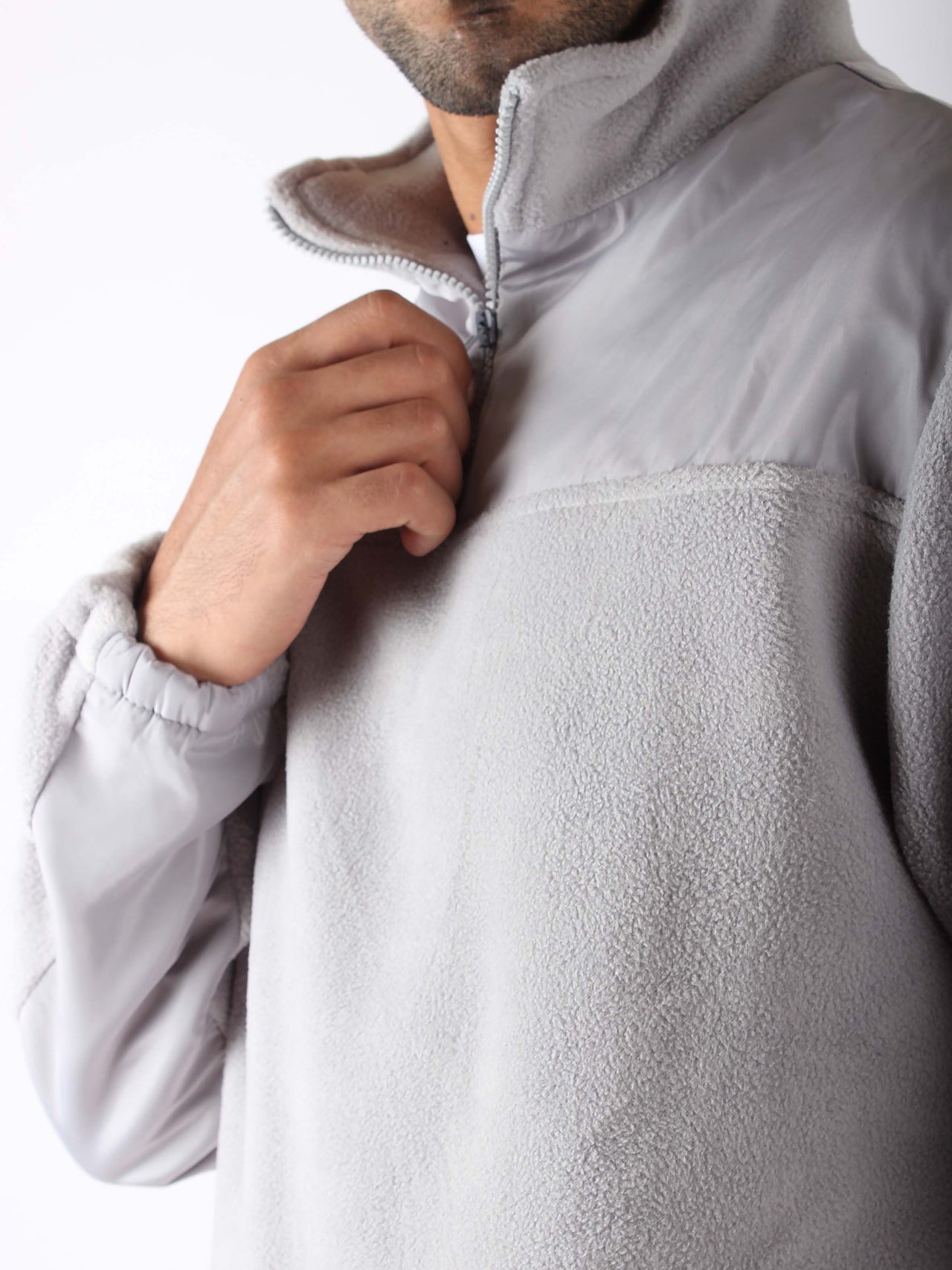 Quarter Zip Polar Fleece Sweater - Gray