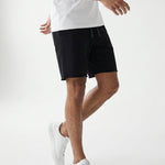 Man wearing cotton black sweatshorts by KAF