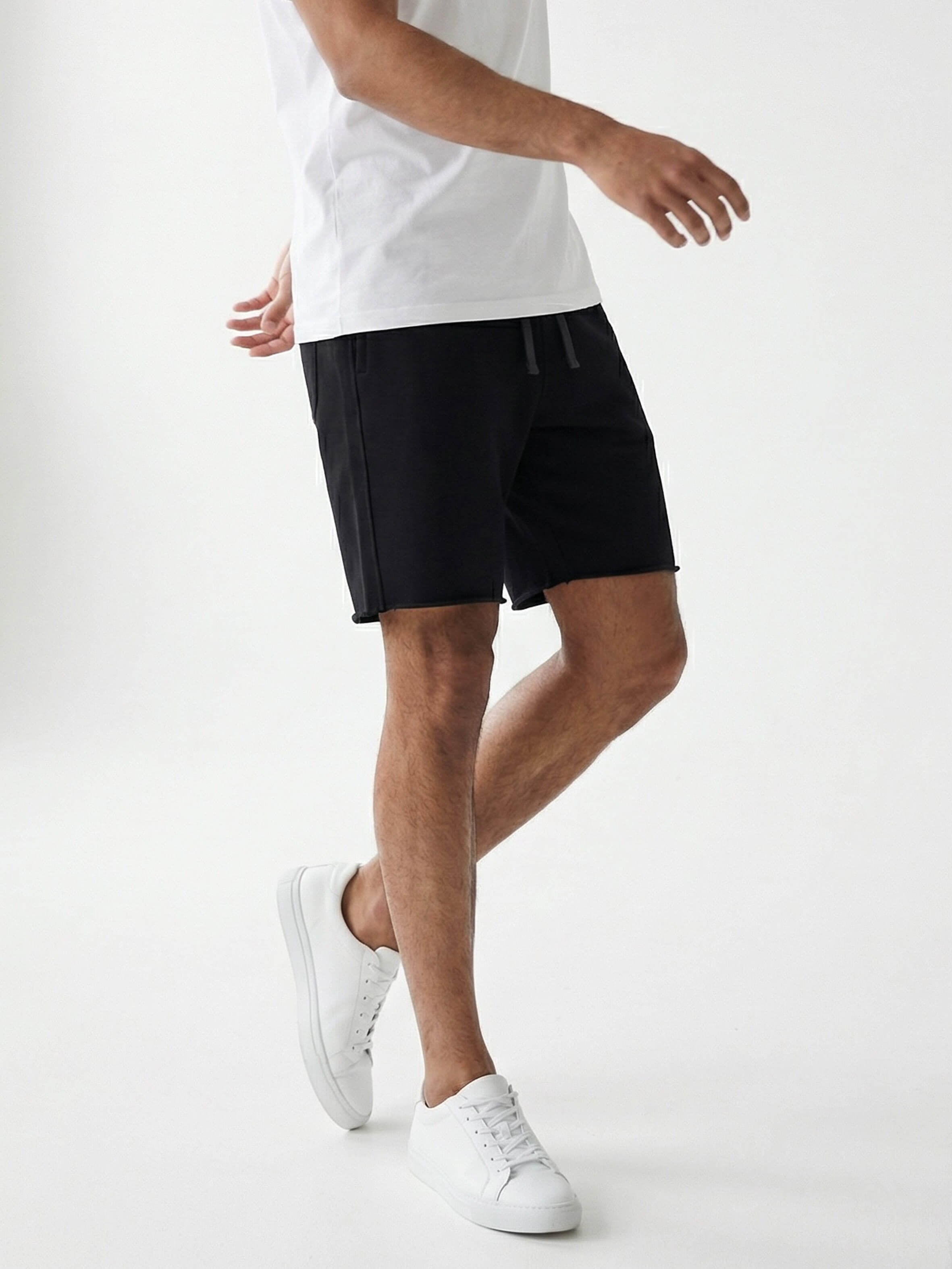 Man wearing cotton black sweatshorts by KAF