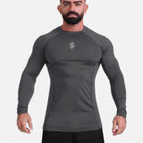 Gray long-sleeve athletic sports mma compression rash-guard shirt by KAF