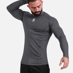 Gray long-sleeve athletic sports mma compression rash-guard shirt by KAF
