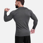 Gray long-sleeve athletic sports mma compression rash-guard shirt by KAF