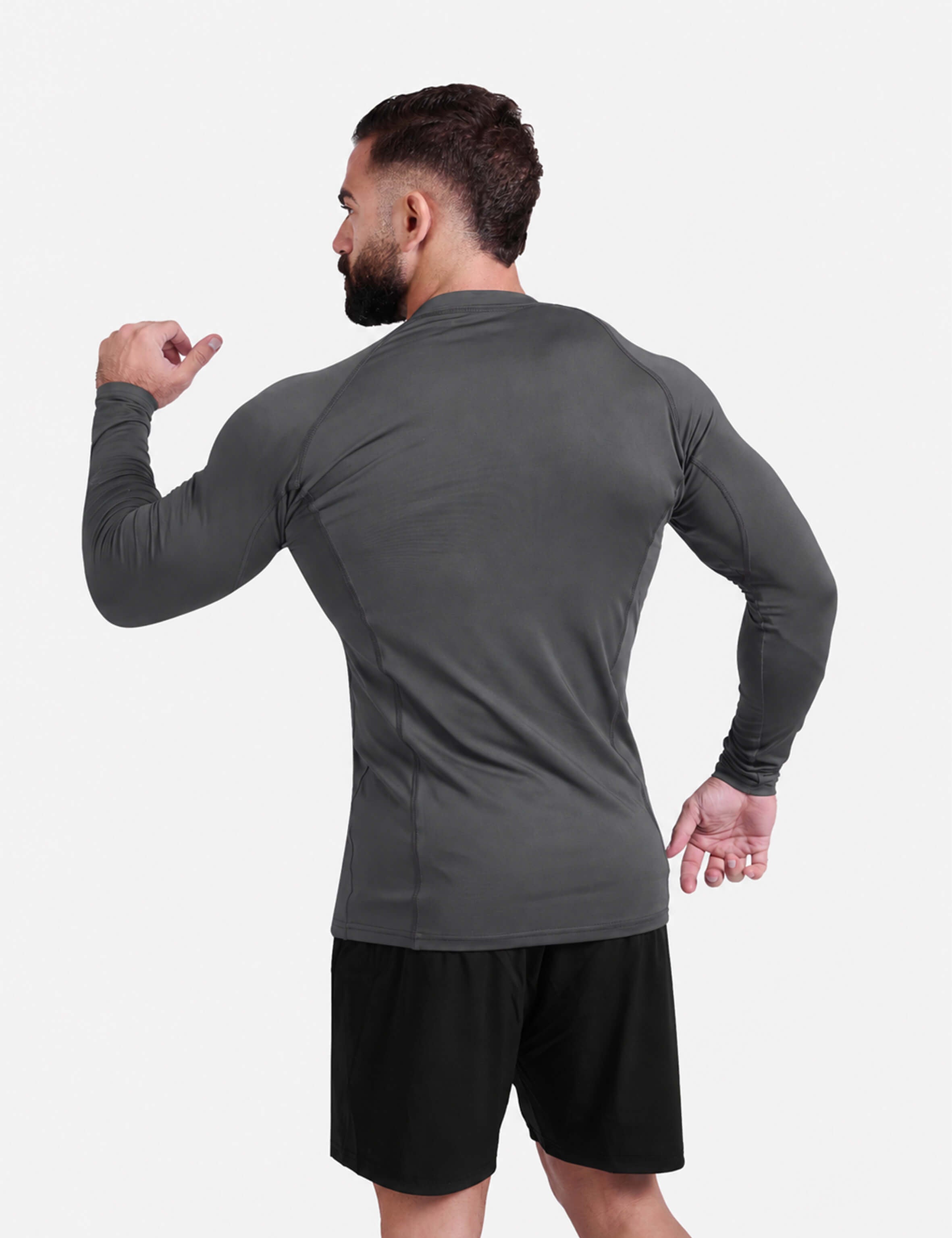 Gray long-sleeve athletic sports mma compression rash-guard shirt by KAF