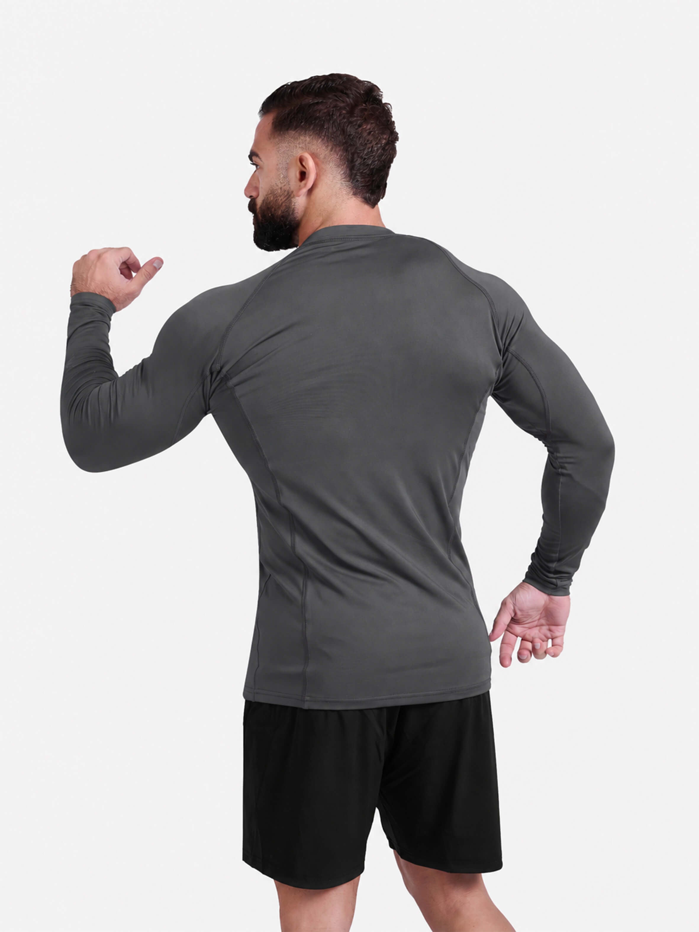 Gray long-sleeve athletic sports mma compression rash-guard shirt by KAF