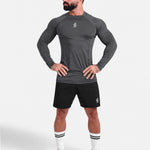 Gray long-sleeve athletic sports mma compression rash-guard shirt by KAF