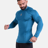 blue long-sleeve athletic sports mma compression rash-guard shirt by KAF