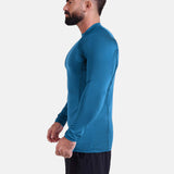 blue long-sleeve athletic sports mma compression rash-guard shirt by KAF