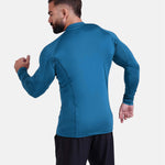 blue long-sleeve athletic sports mma compression rash-guard shirt by KAF