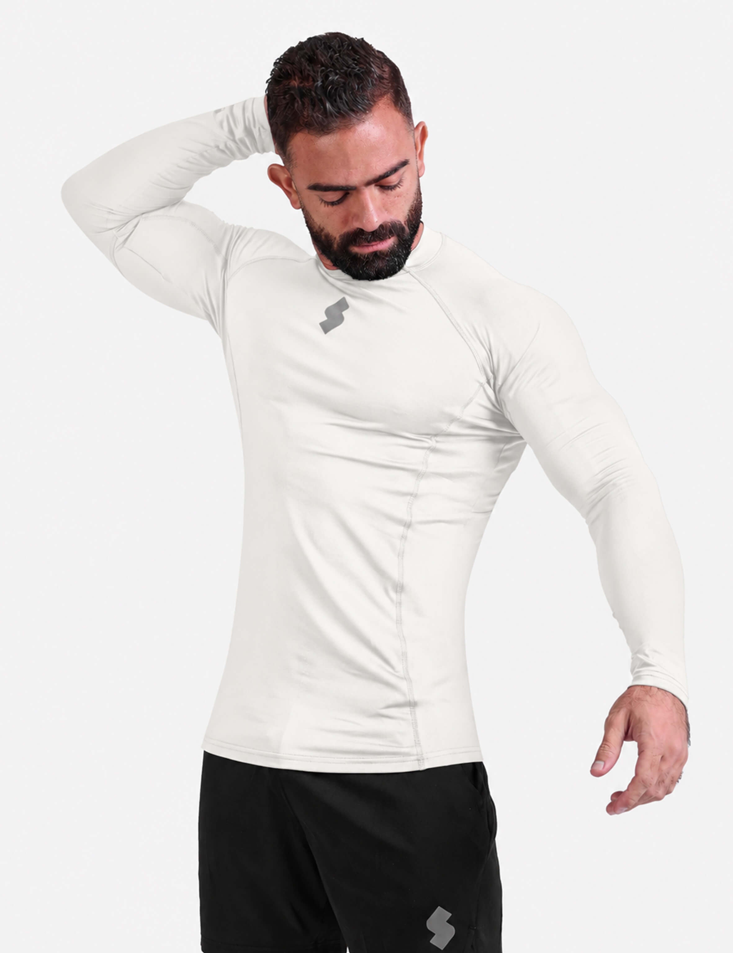 Off-White long-sleeve athletic sports mma compression rash-guard shirt by KAF