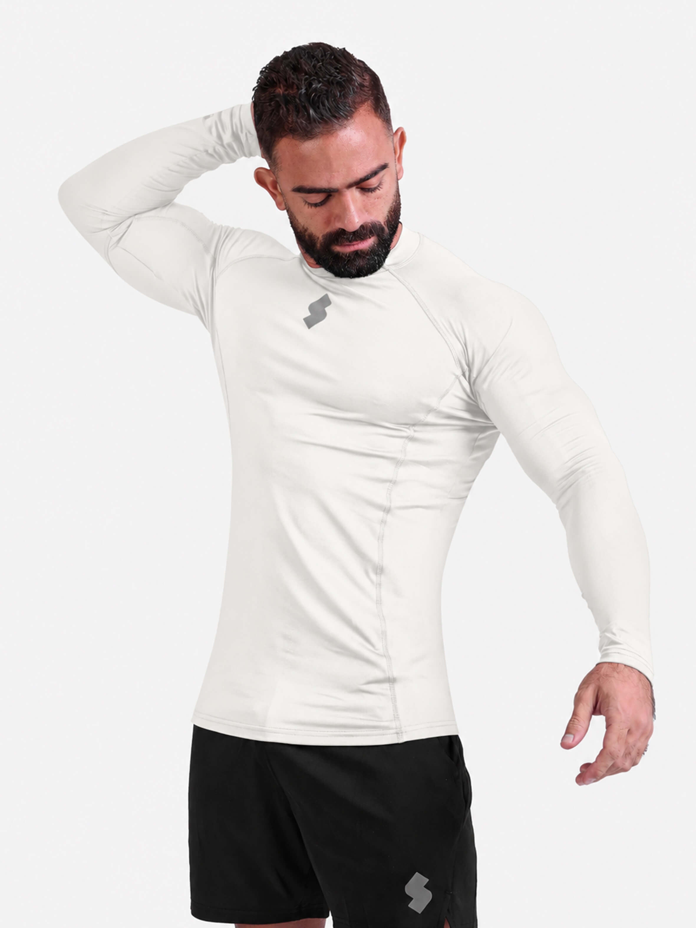 Off-White long-sleeve athletic sports mma compression rash-guard shirt by KAF